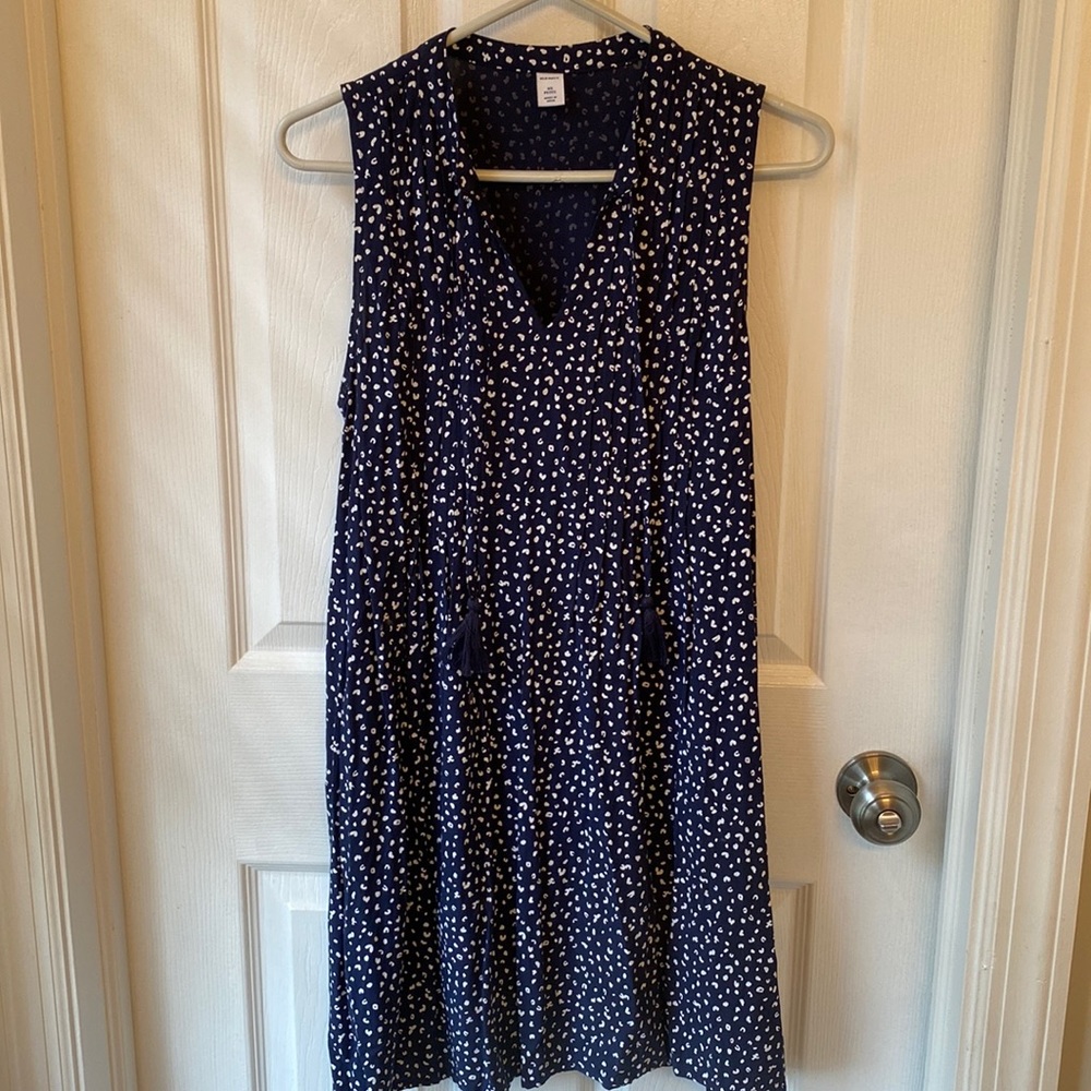 Old Navy Navy Blue Dot Dress